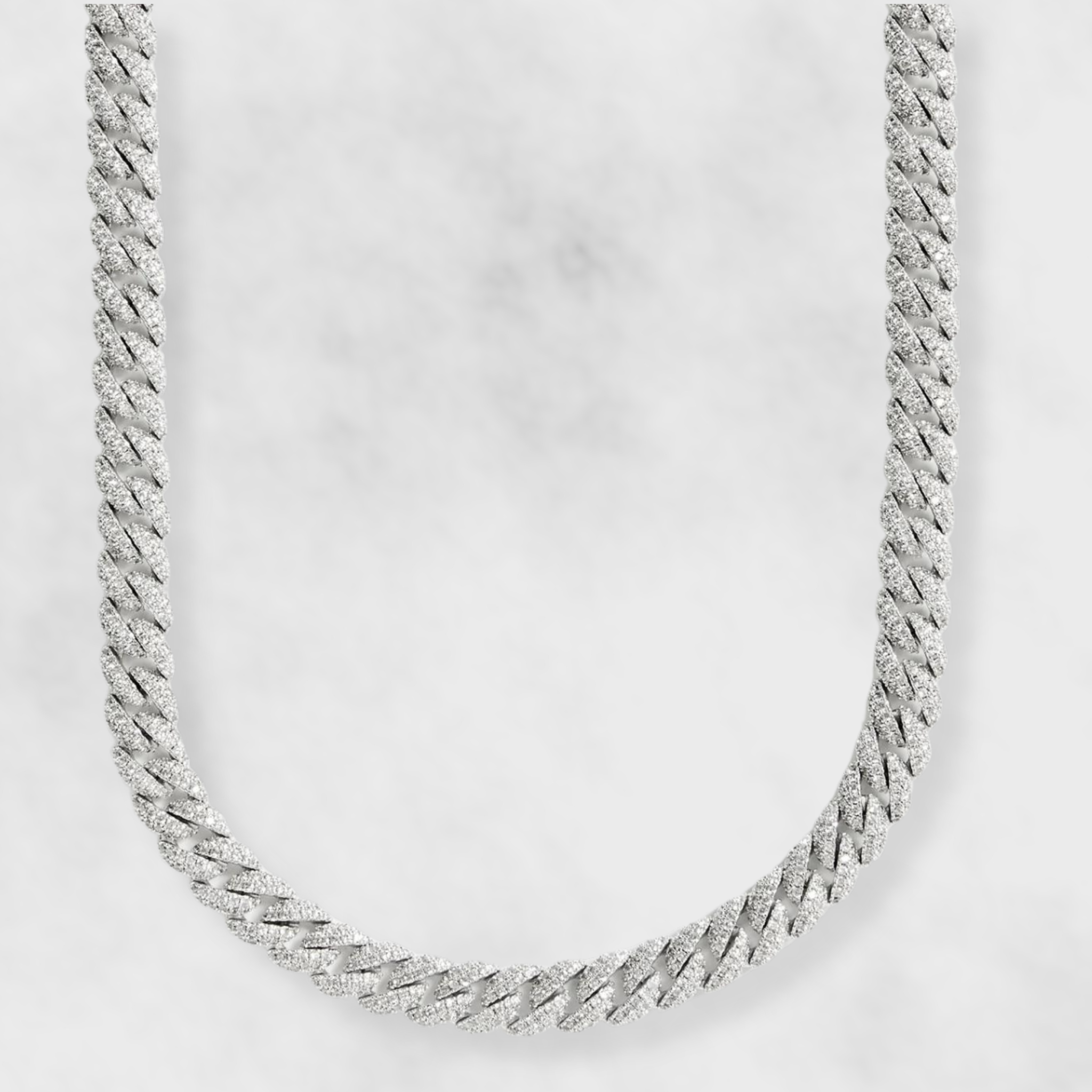 10mm Iced Cuban Link Chain - White Gold