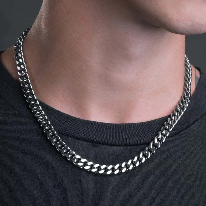 10mm Miami Cuban Link Chain - White Gold