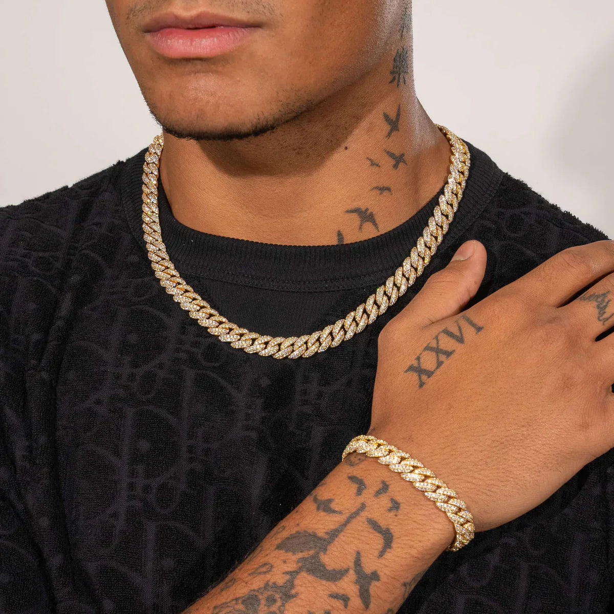 10mm Iced Cuban Chain + Bracelet Bundle - Gold