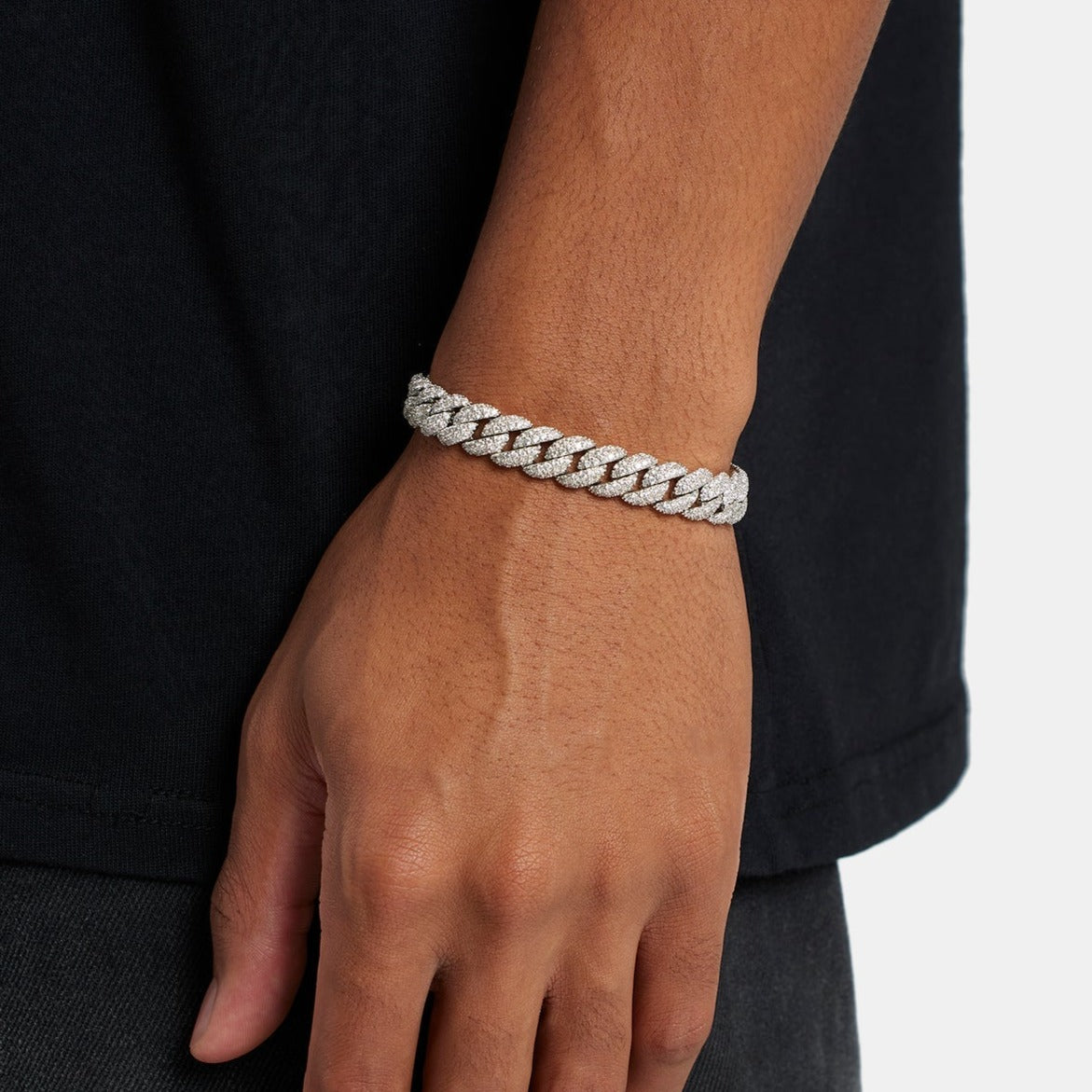 10mm Iced Cuban Link Bracelet - White Gold