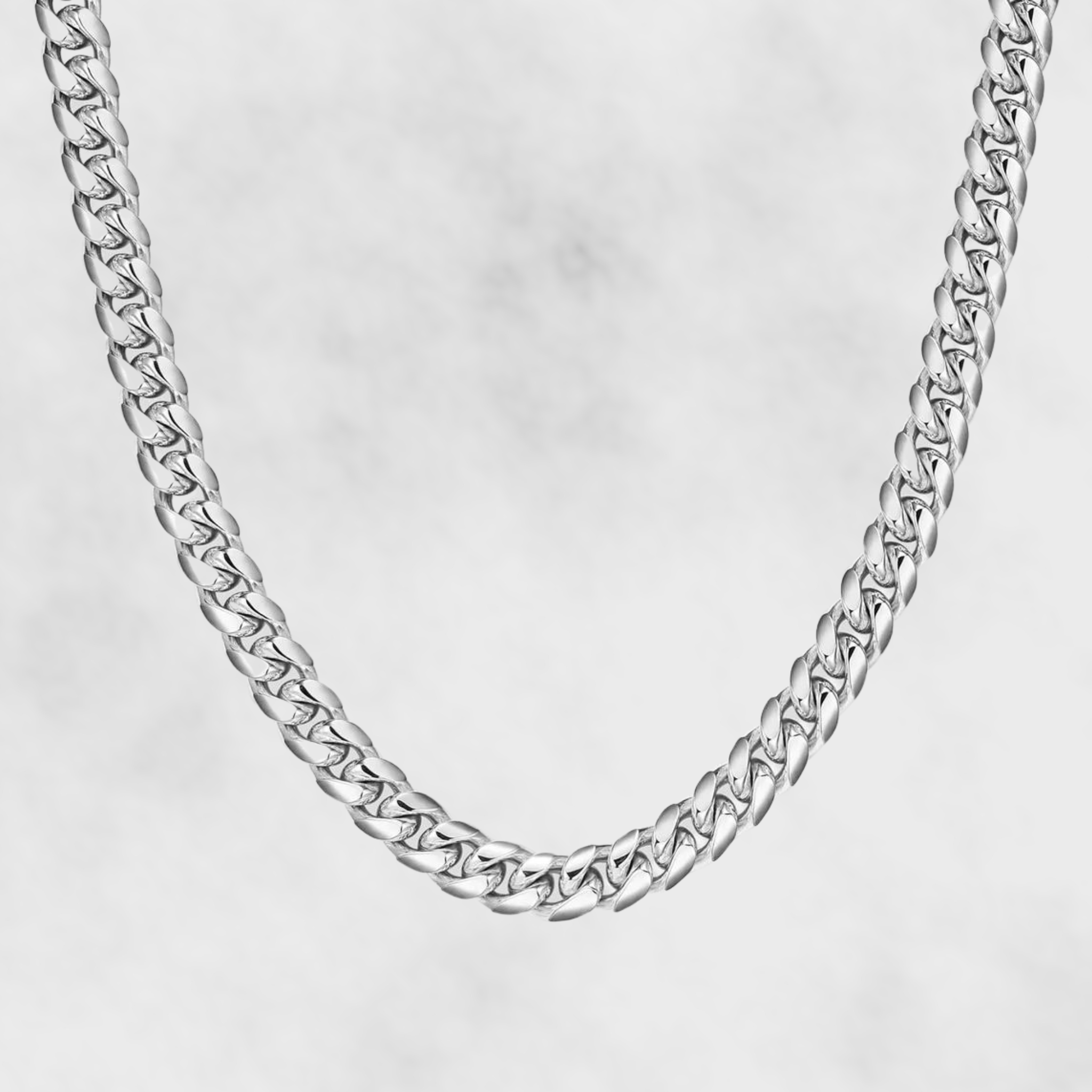 10mm Miami Cuban Link Chain - White Gold