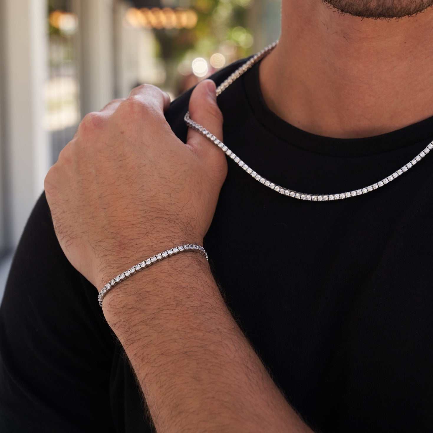 3mm Tennis Chain + Bracelet Bundle - White Gold