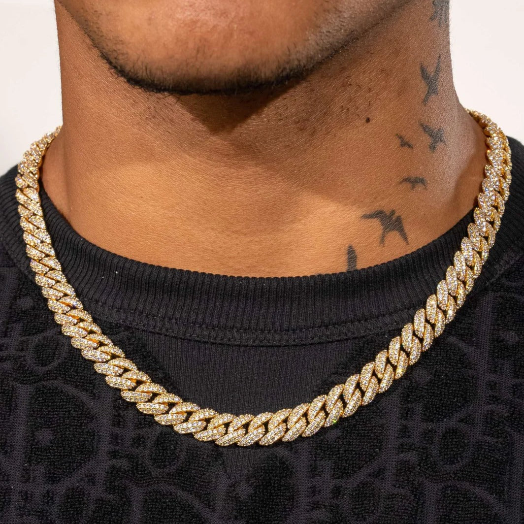 10mm Iced Cuban Link Chain - Gold