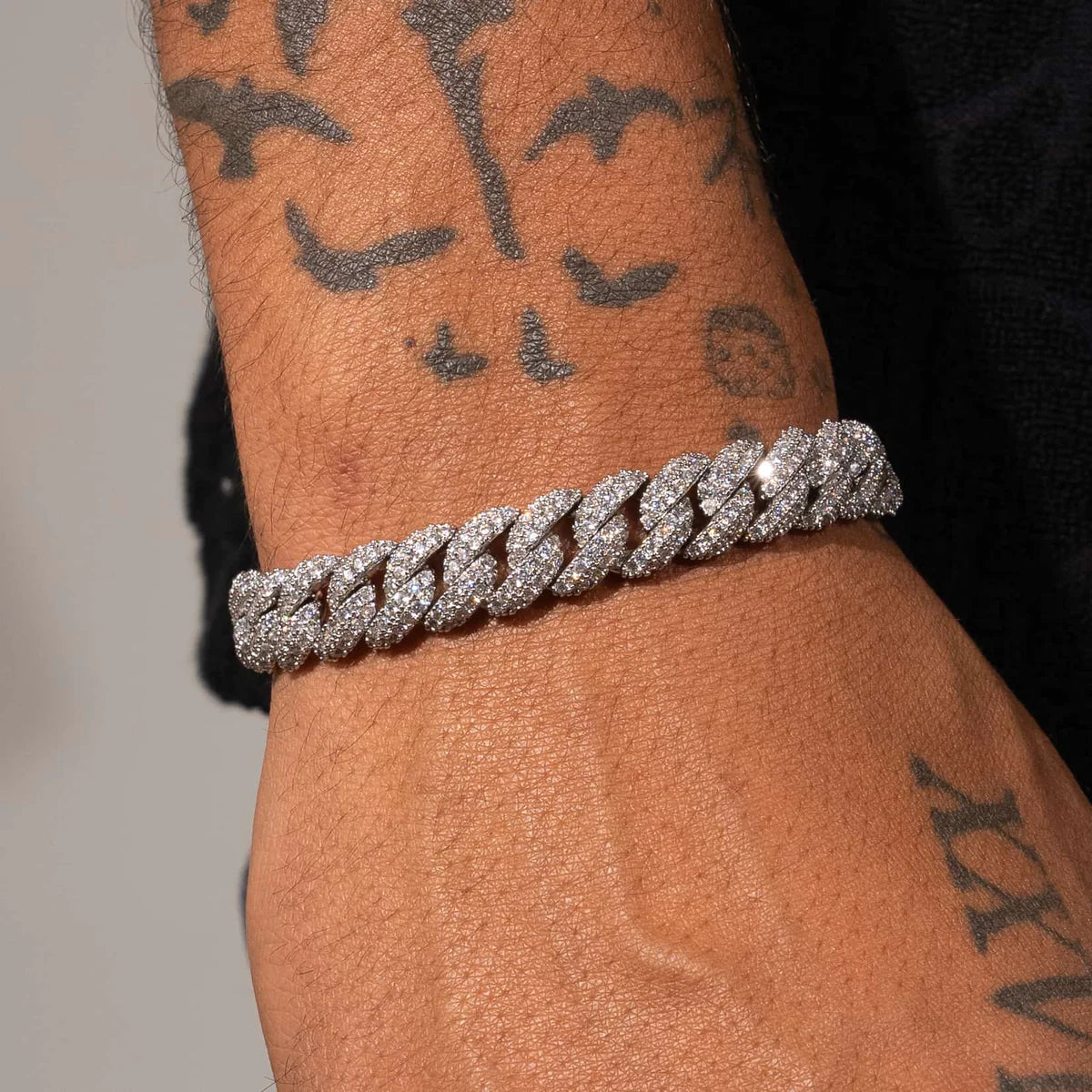 10mm Iced Cuban Link Bracelet - White Gold