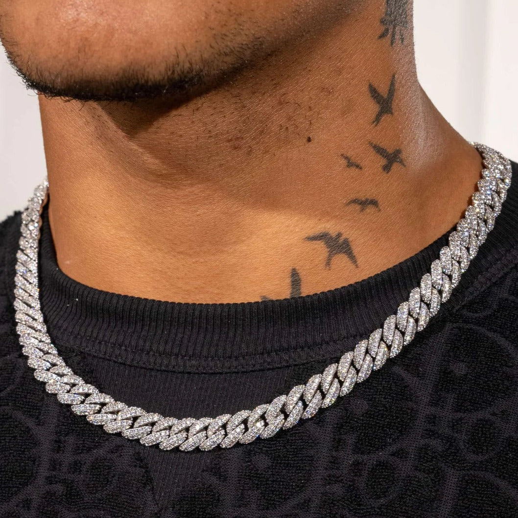 10mm Iced Cuban Link Chain - White Gold
