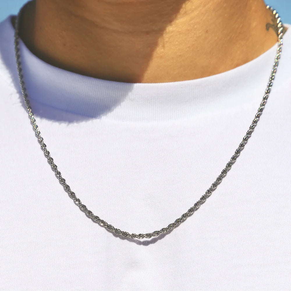 3mm Rope Chain - White Gold
