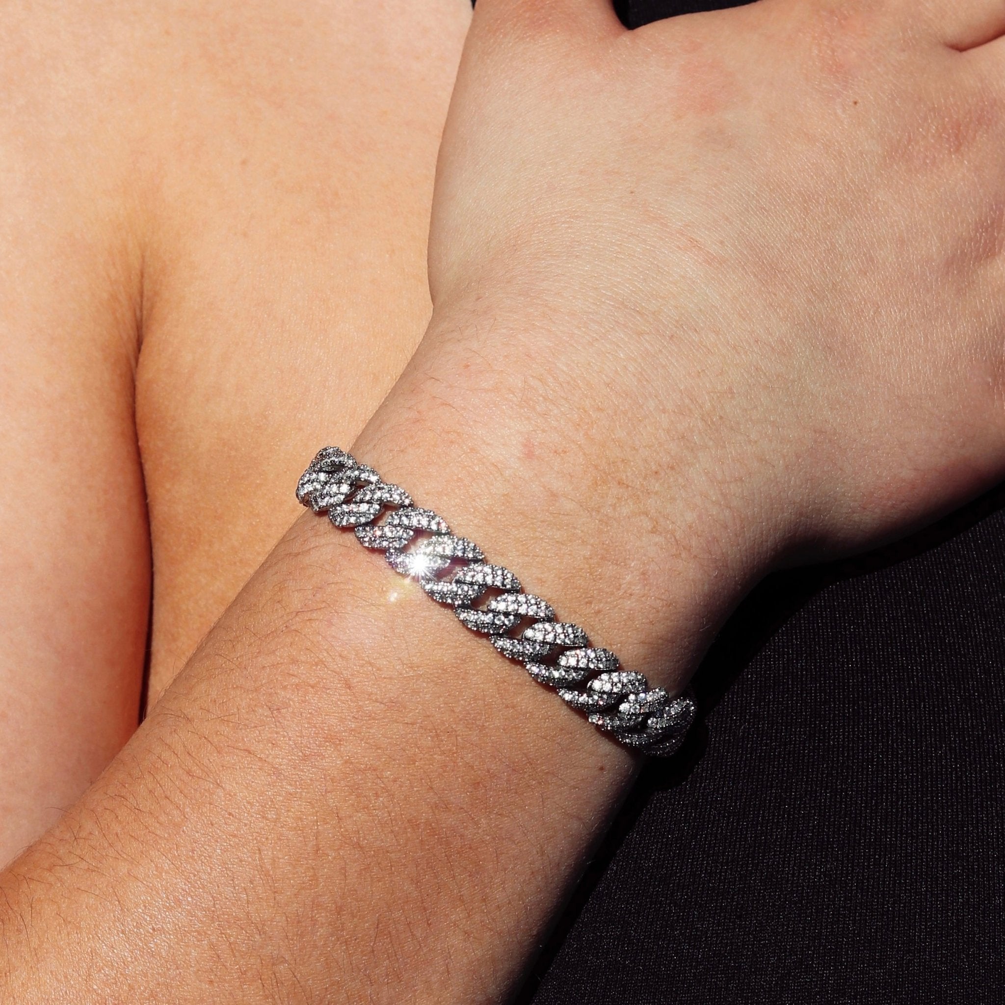 10mm Iced Cuban Link Bracelet - White Gold - Ordanni