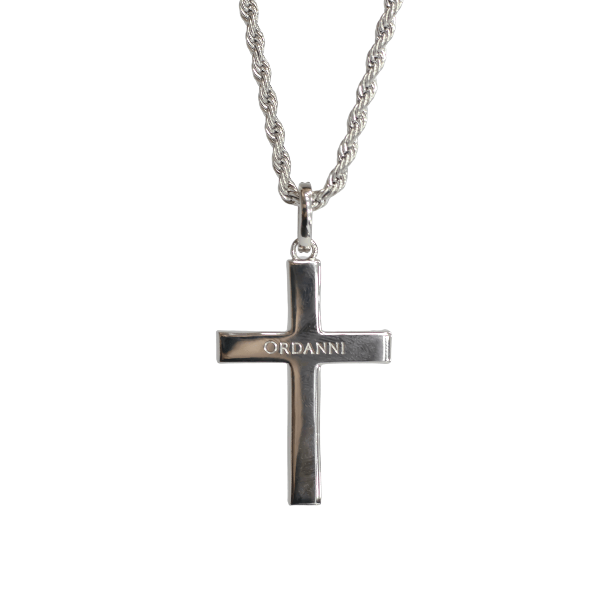 Diamond Cross Pendant - White Gold - Ordanni