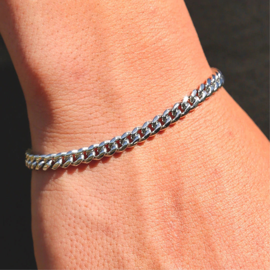 5mm Cuban Link Bracelet - White Gold - Ordanni