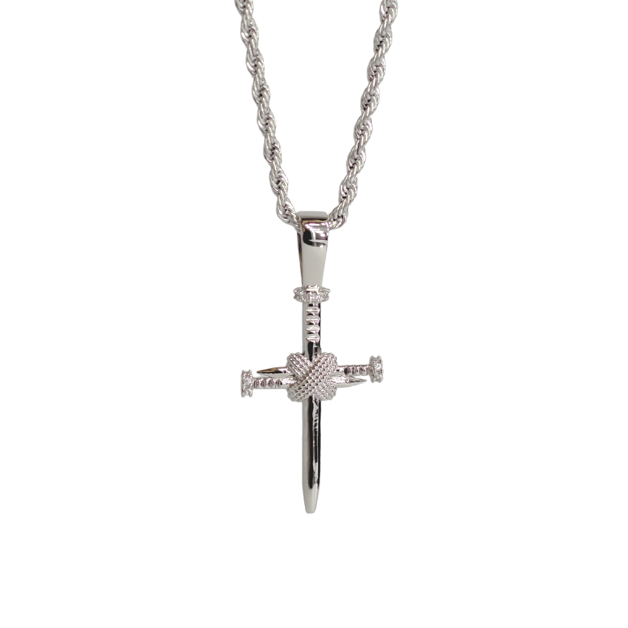 Nail Cross Pendant - White Gold - Ordanni