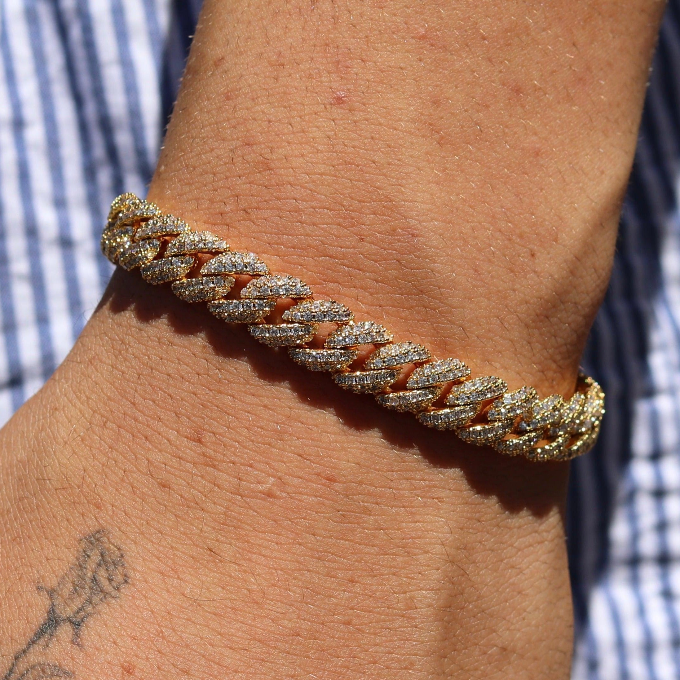 10mm Iced Cuban Link Bracelet - Gold - Ordanni