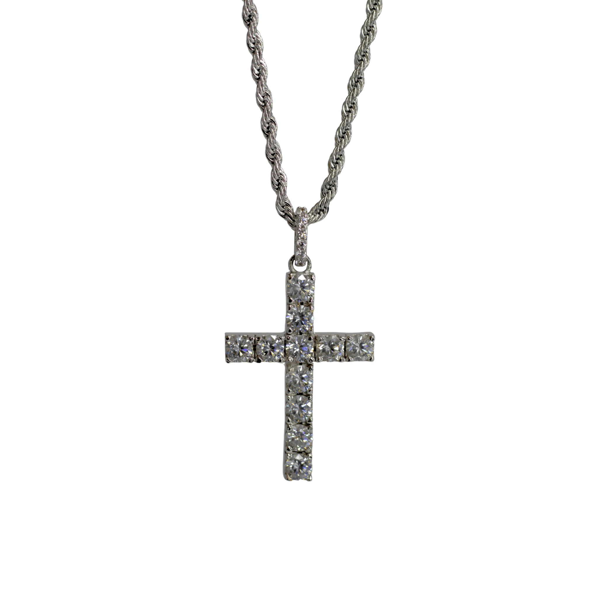 Diamond Cross Pendant - White Gold - Ordanni